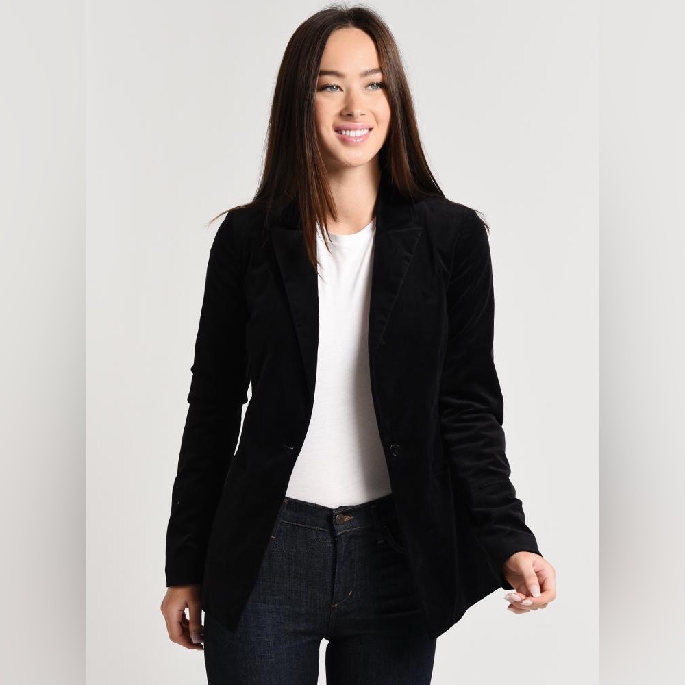 NWT $478 J BRAND Single Button Velvet Denise Blazer Jacket Black